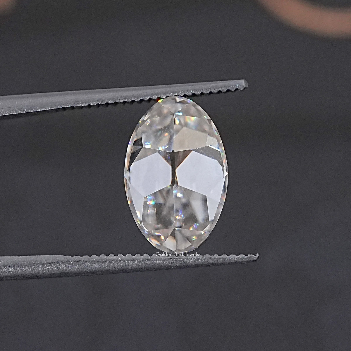 Front View Of Old Mine Oval Cut Loose Moissanite Stone