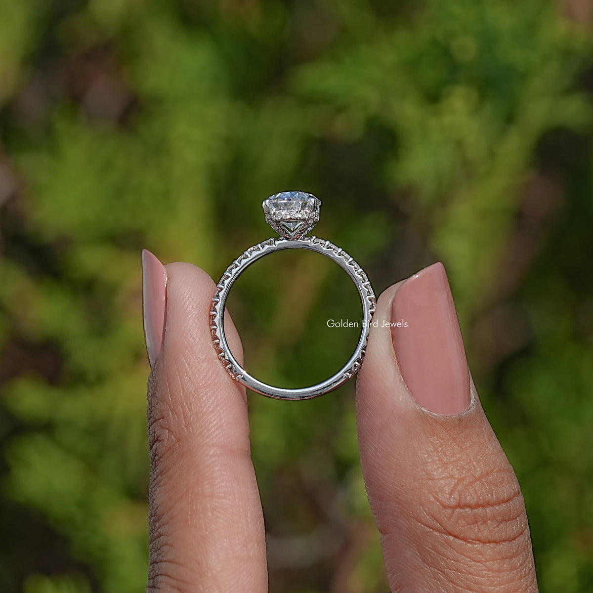 Back View Of Oval Cut Lab Diamond Engagement Ring
