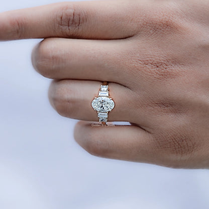Display view of Oval Cut Diamond Five Stone Engagement Ring