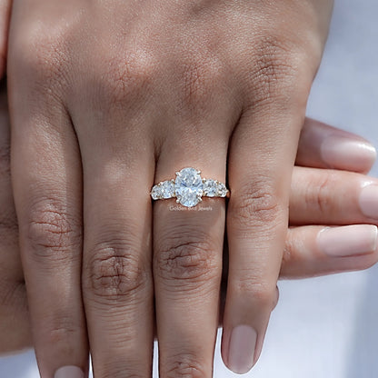 Top view of Five stone Oval Cut Diamond Ring