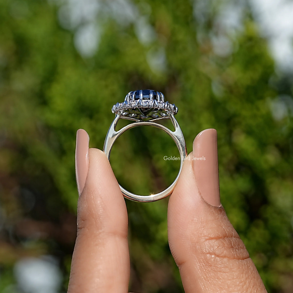 Back View Of Oval Cut Moissanite Ring
