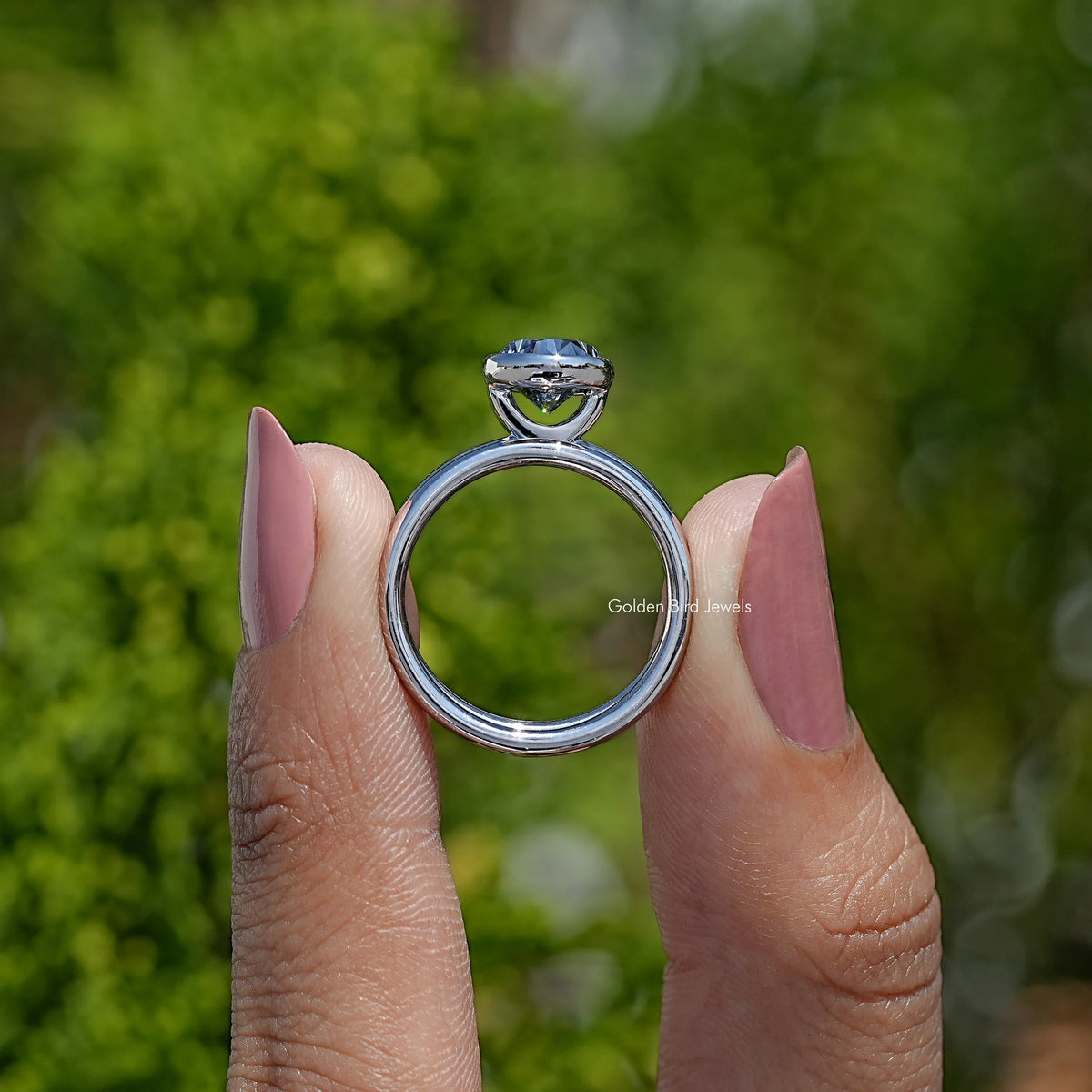 Back View Of Gray Criss Moissanite Ring Engagement Ring