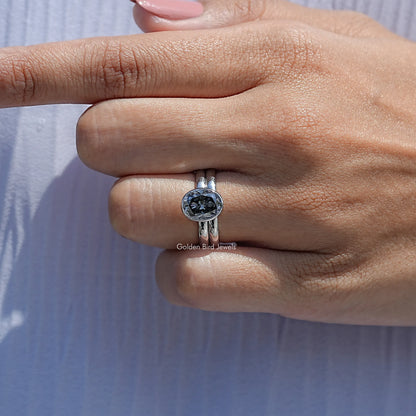 Close View Of Oval Shaped Moissanite Ring