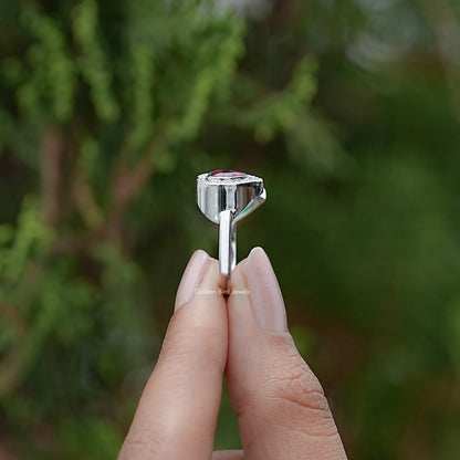 Side View of Pear And Heart Gemstone Two Stone Ring