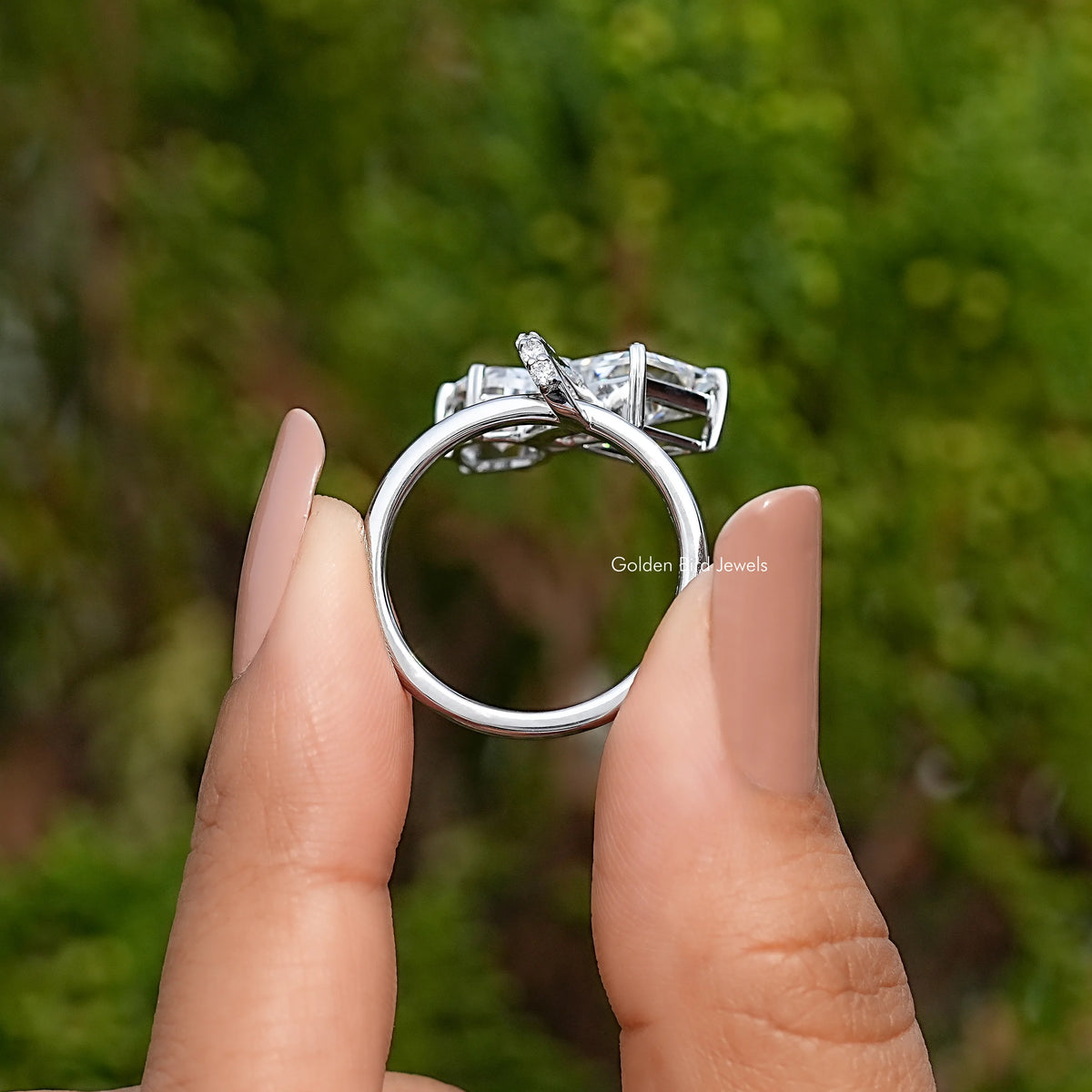 Side View Of Princess Cut Moissanite Toi Moi Ring
