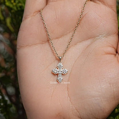 Top View of Pear And Round Lab Diamond Pendant
