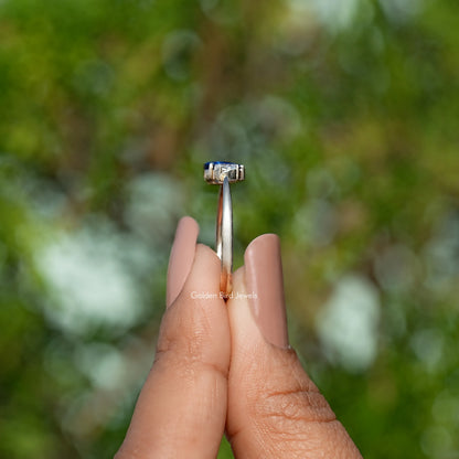 Side View Of Blue Gemstone Toi Et Moi Ring
