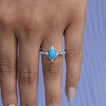 View of Pear Cut Gemstone Accent Ring In White Gold