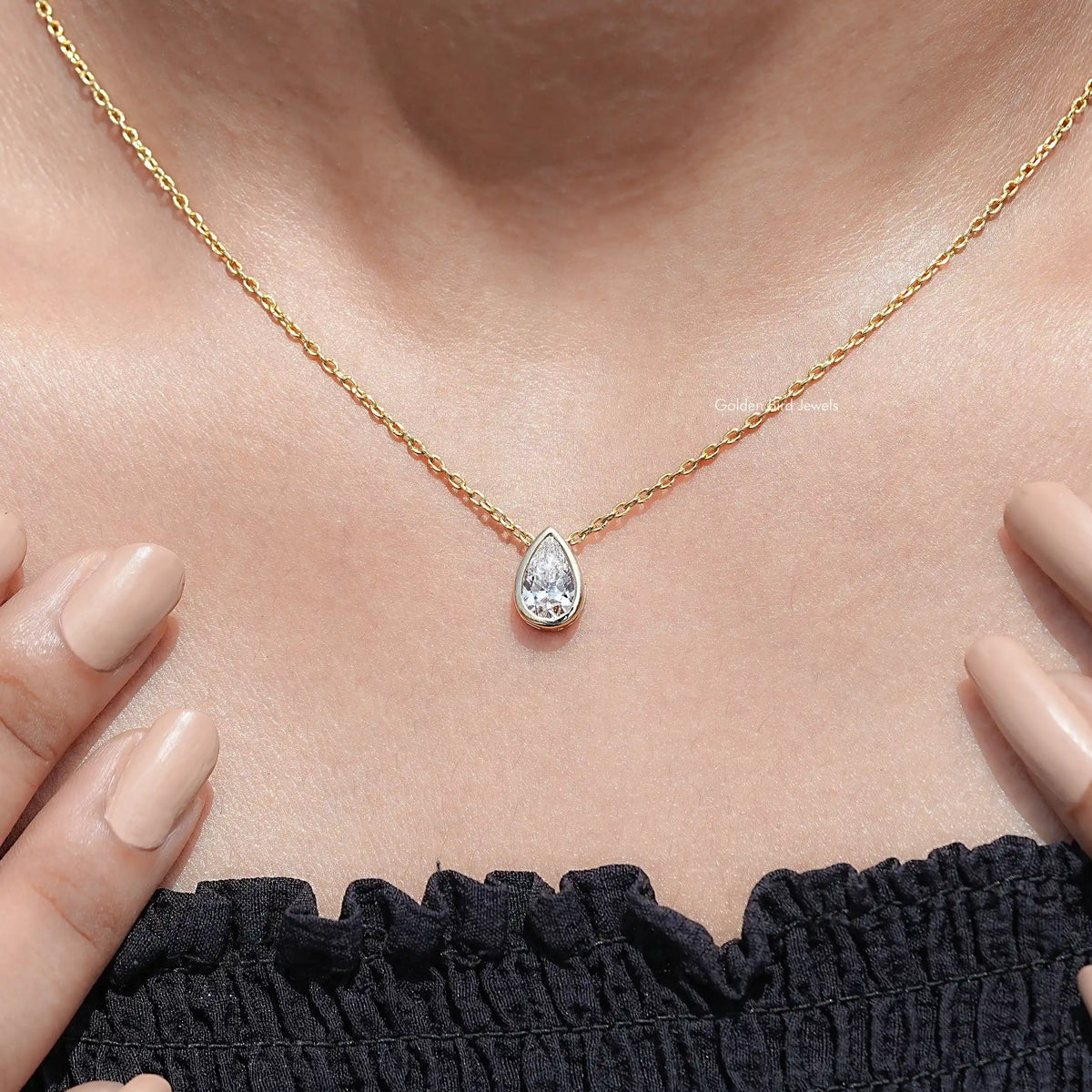 Pear Cut Lab Diamond Bezel Set Solitaire Pendant