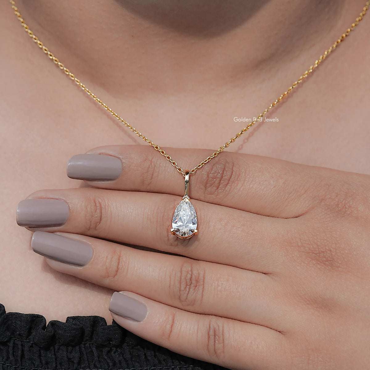 Close View Of Lab Diamond Pear Accent Ring
