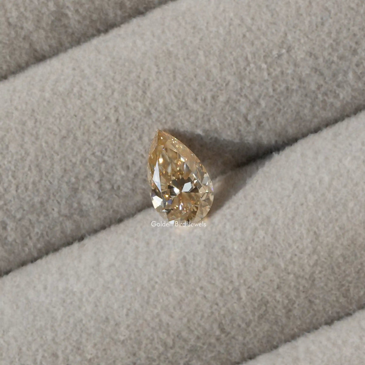 View of Champagne Old Mine Pear Shaped Diamond 