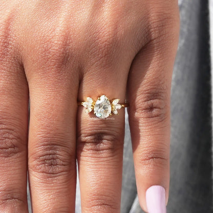 View of Moissanite Engagement Ring In finger