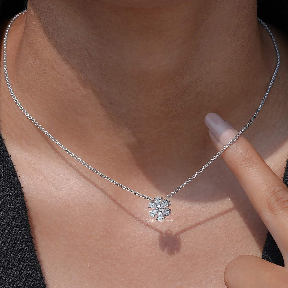 View Pear Cut Diamond Flower Pendant of Women's