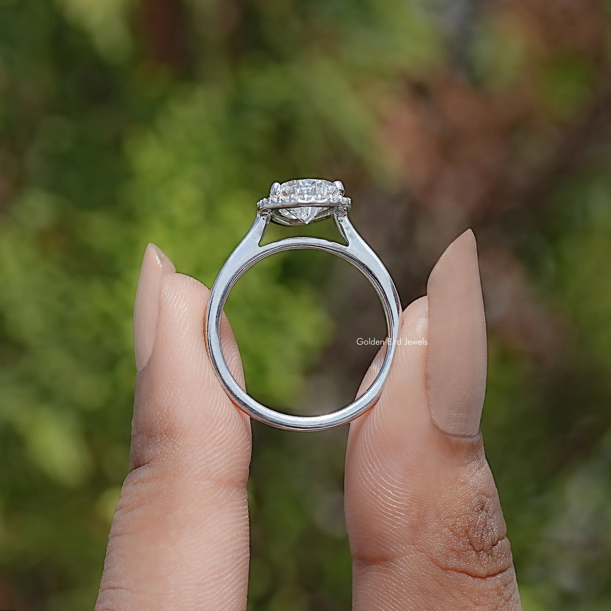 Back View Of Lab Diamond Halo Engagement Ring
