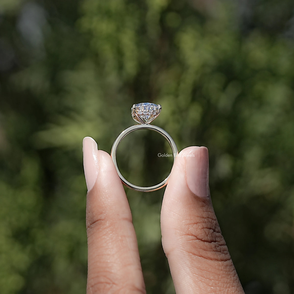 Back view of Pear Shaped Diamond Hidden Halo Ring