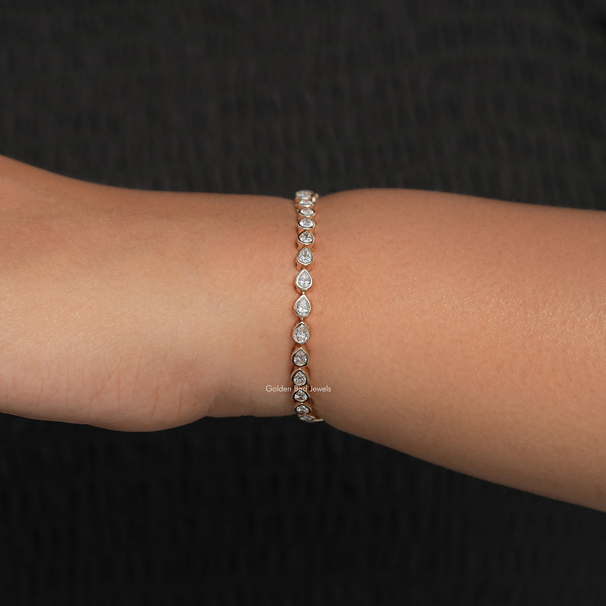 Top View Of Pear Diamond Tennis Bracelet
