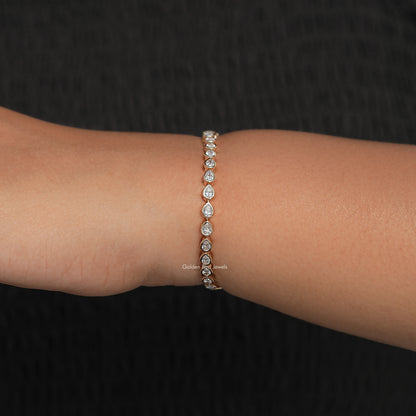 Top View Of Pear Diamond Tennis Bracelet
