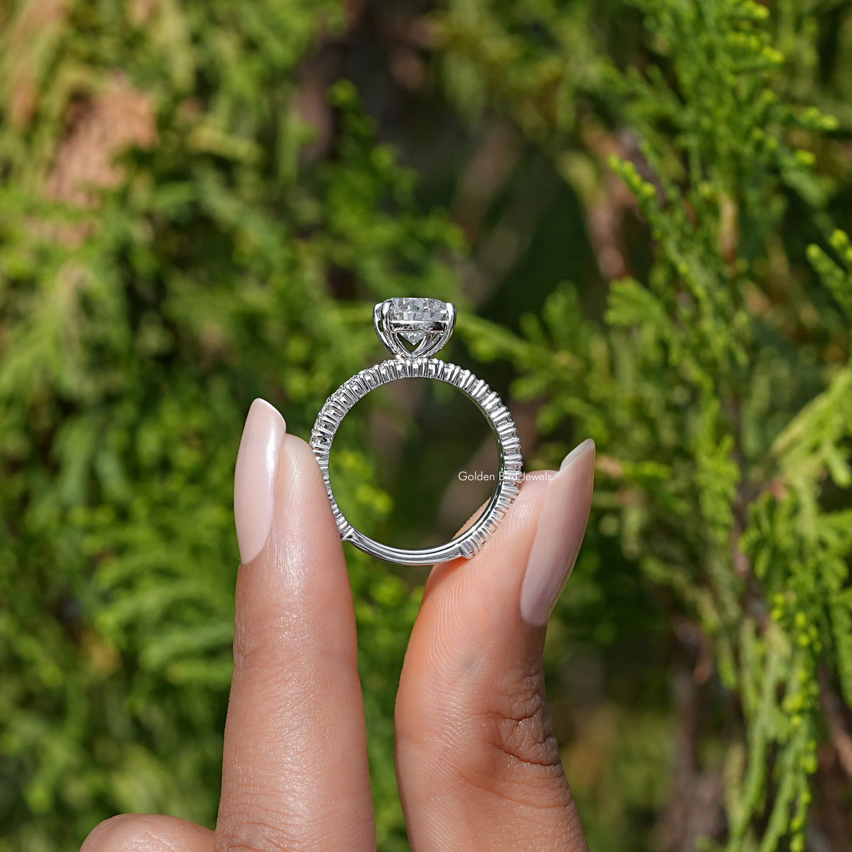 Back View A Pear Cut Diamond Ring In White Gold