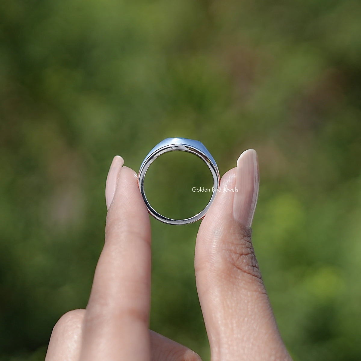 Back view of Pear Shaped Gemstone Bridal Ring Set in secure setting