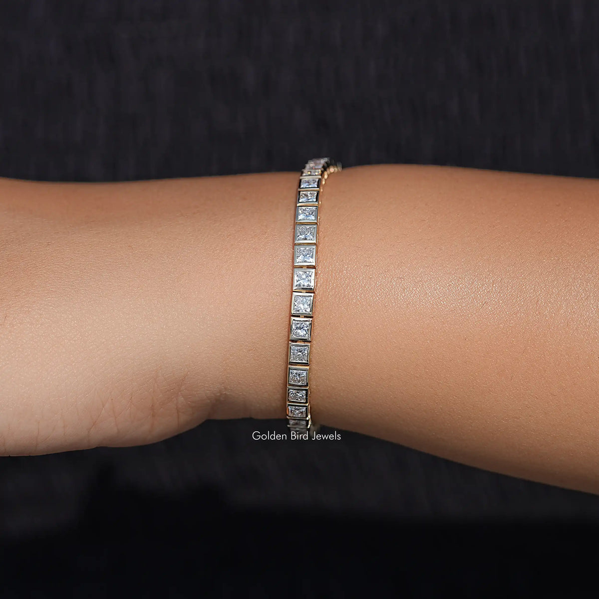 Top View Of Princess Diamond Tennis Bracelet
