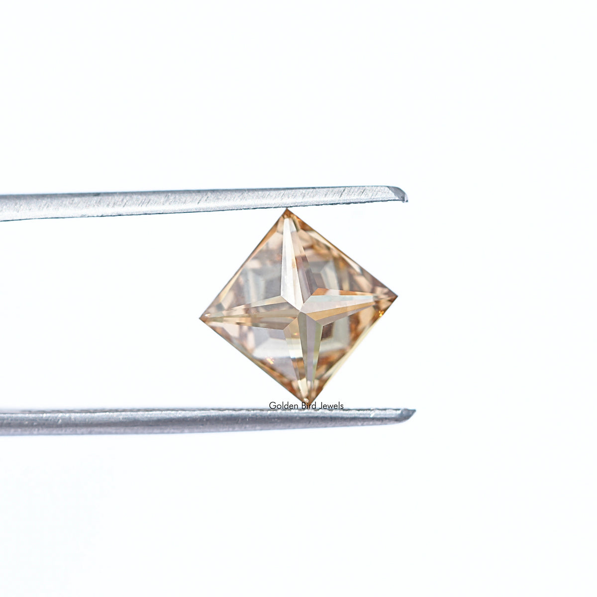 Back View Of Orange Princess Cut Loose Moissanite Stone