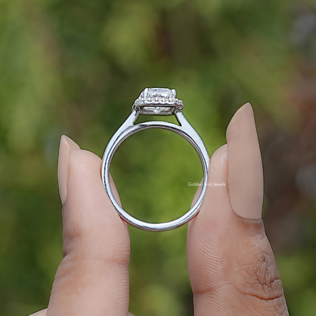 Back View Of Lab Diamond Halo Engagement Ring
