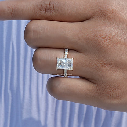 Detailed View Of Radiant Moissanite Solitaire Ring