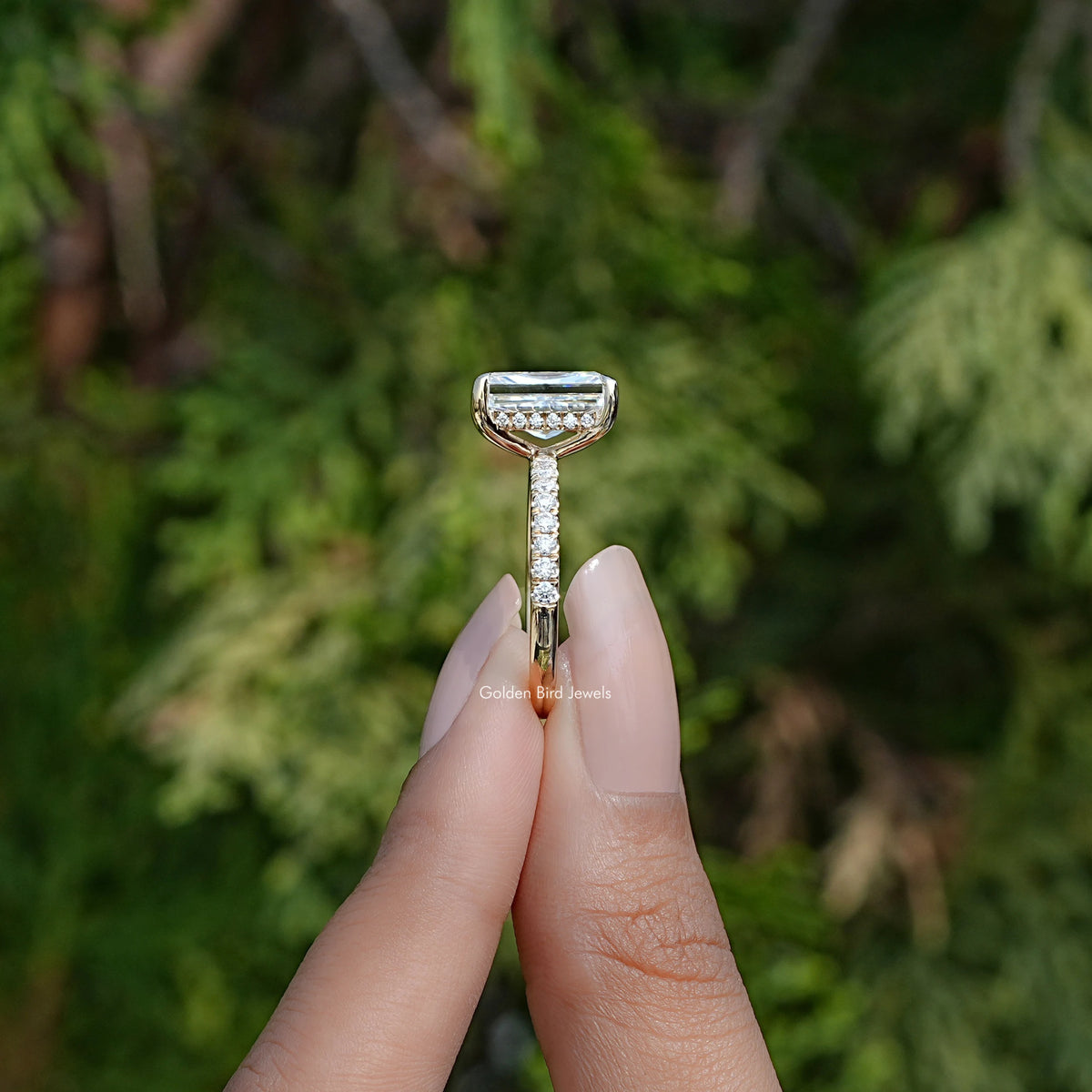 Side View Of Radiant Moissanite Solitaire Ring
