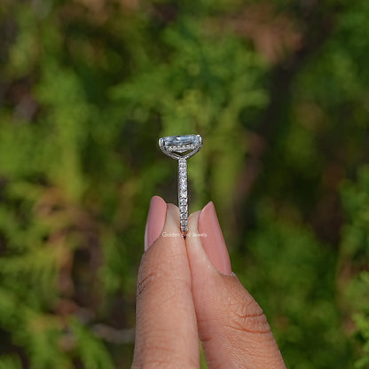 Side View Of Radiant Cut Lab Diamond Accent Ring