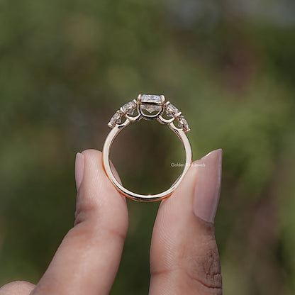 Back view of Radiant Lab Diamond Five Stone Ring