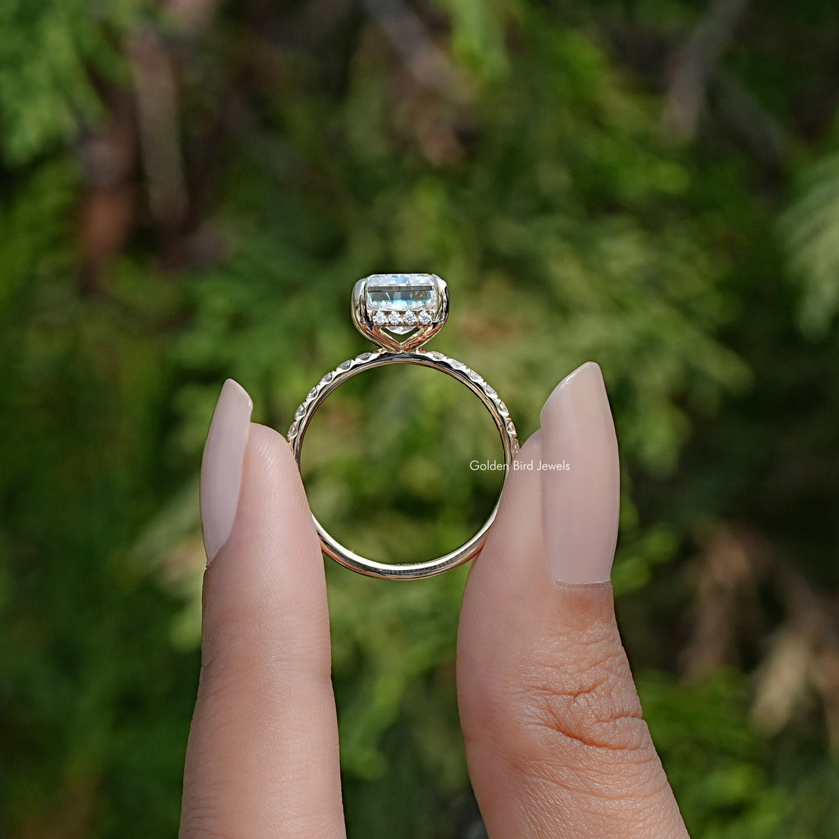 Back View Of Radiant Moissanite Solitaire Ring