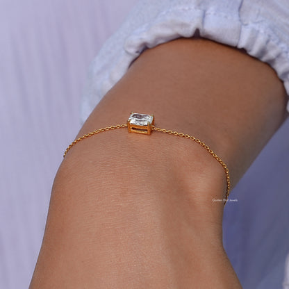 Close view of  diamond chain bracelet in secure setting 