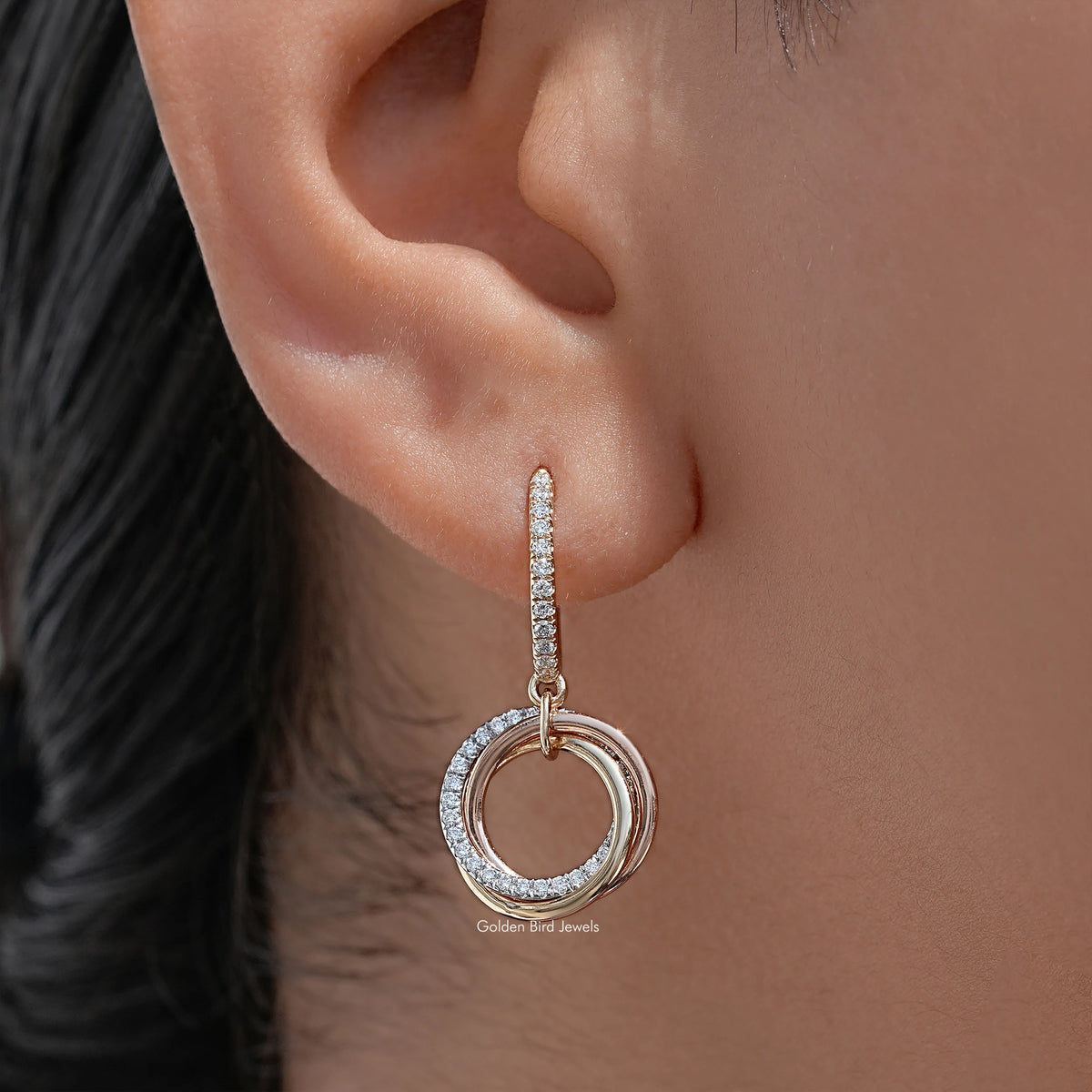 Round Cut Lab Diamond Clip On Dangle Drop Earrings