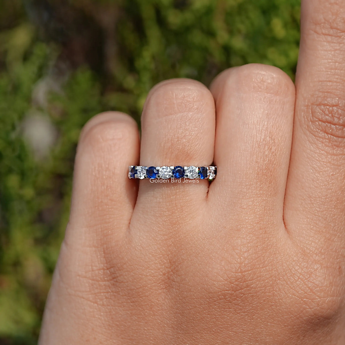 Top View Of Gemstone Eternity Band
