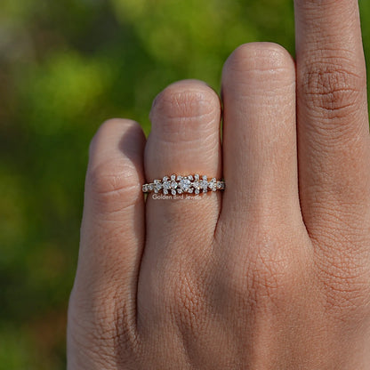 Top View Of Lab Diamond Round Cluster Engagement Ring
