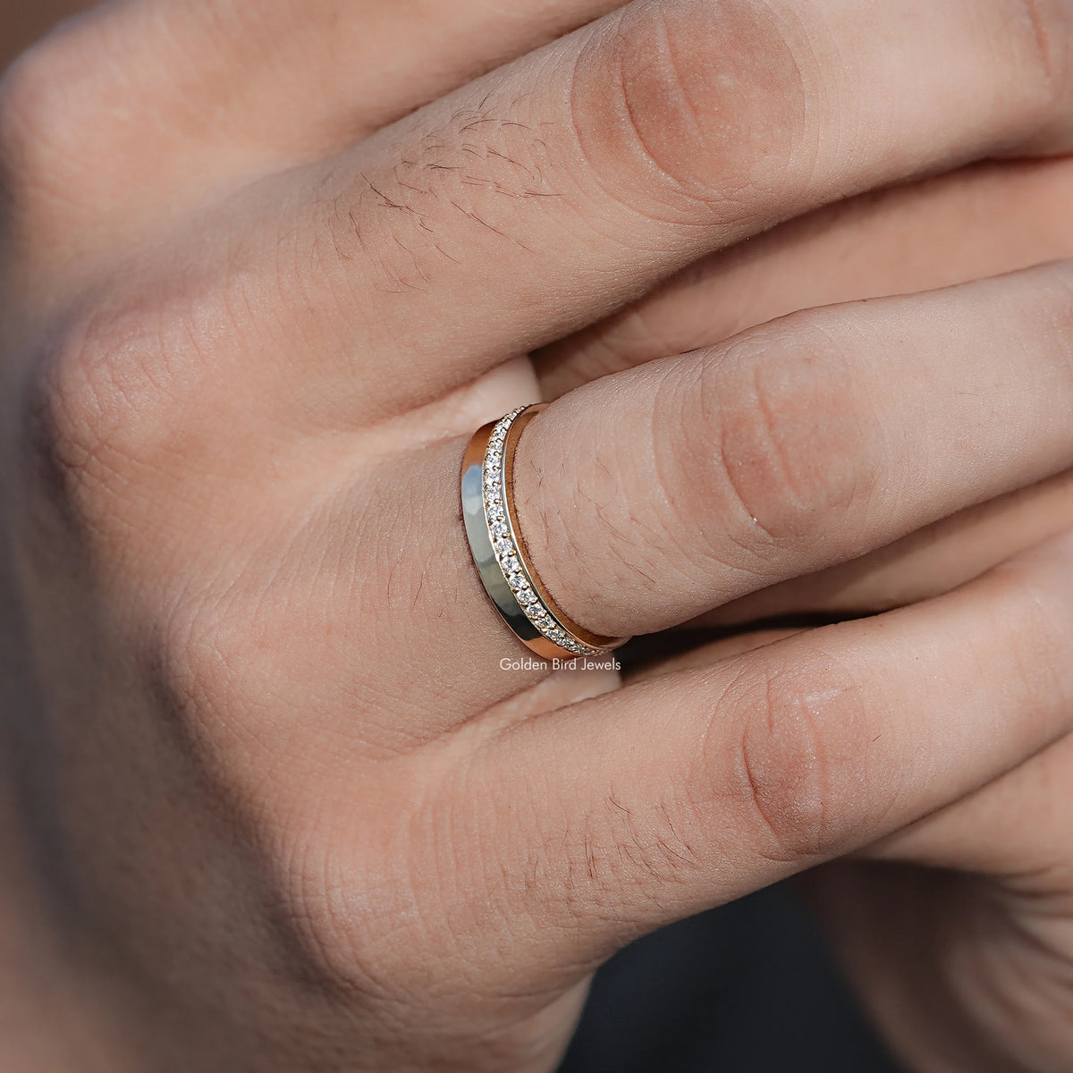 Detailed view of Round Shape Lab Diamond Full Circle Anniversary Ring