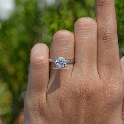 Top View Of Lab Diamond Round Engagement Ring 
