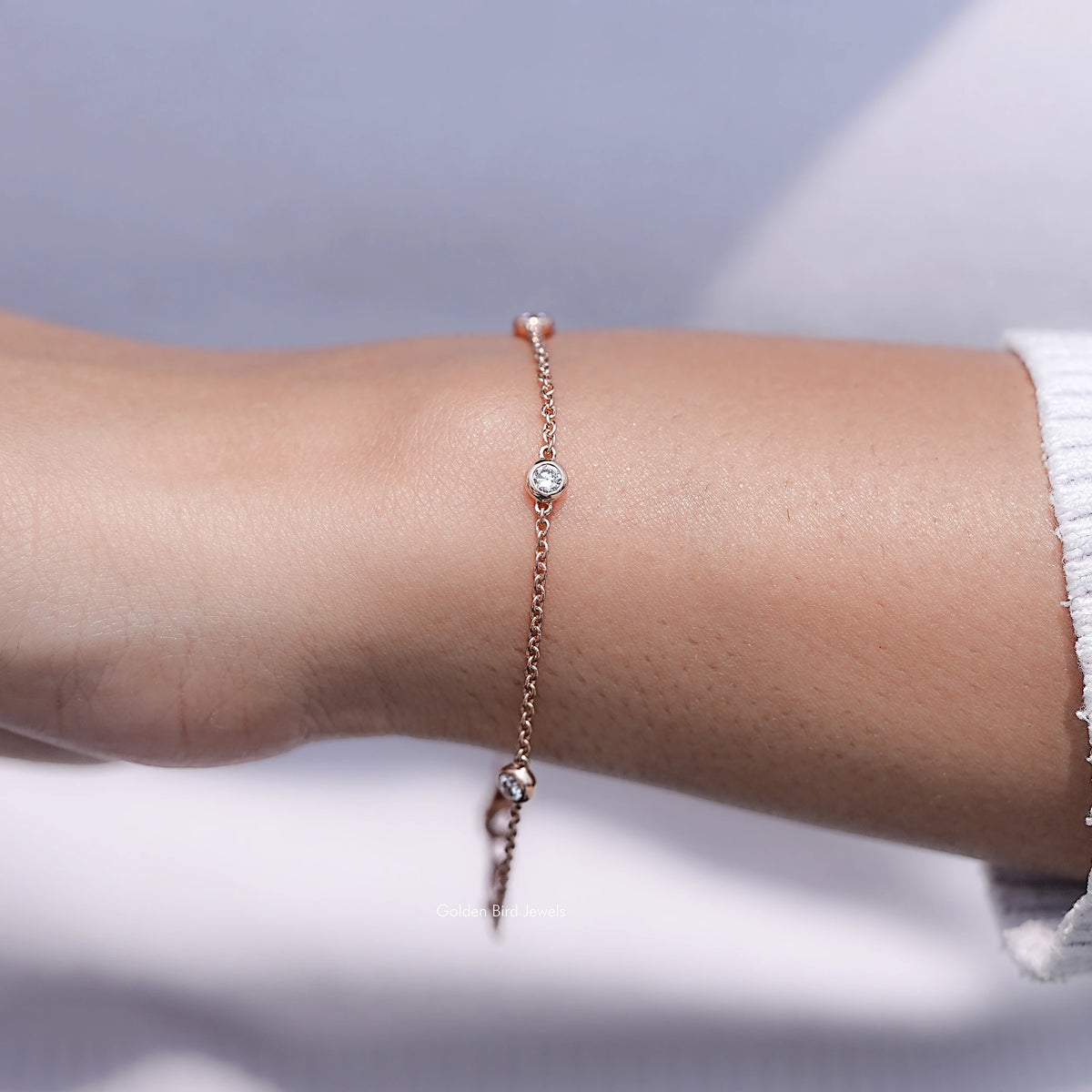 Back View Of Round Cut Lab Diamond Station Bracelet
