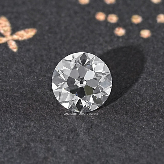 Round old European cut lab grown diamond with crisp, symmetrical facet reflections