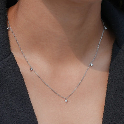 Neck's View of Lab Grown Diamond Station Necklace In Women's