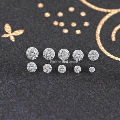 Multiple round lab-grown diamonds displayed in a grid, close-up