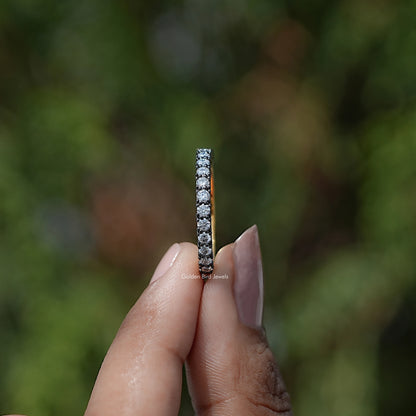 Side View of Round Cut Moissanite Full Eternity Stacking Band