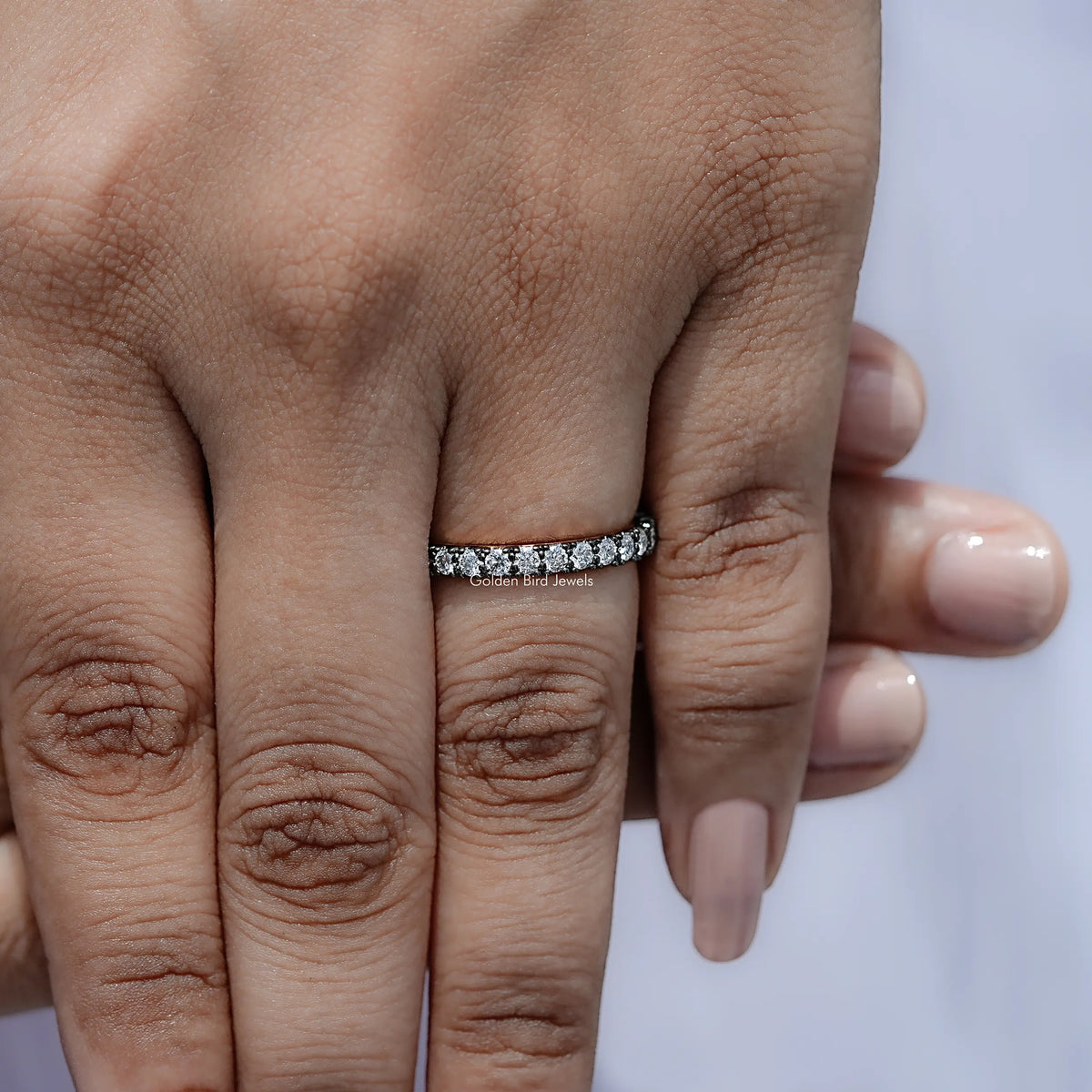 Close view of Round Cut Moissanite Solitaire Ring