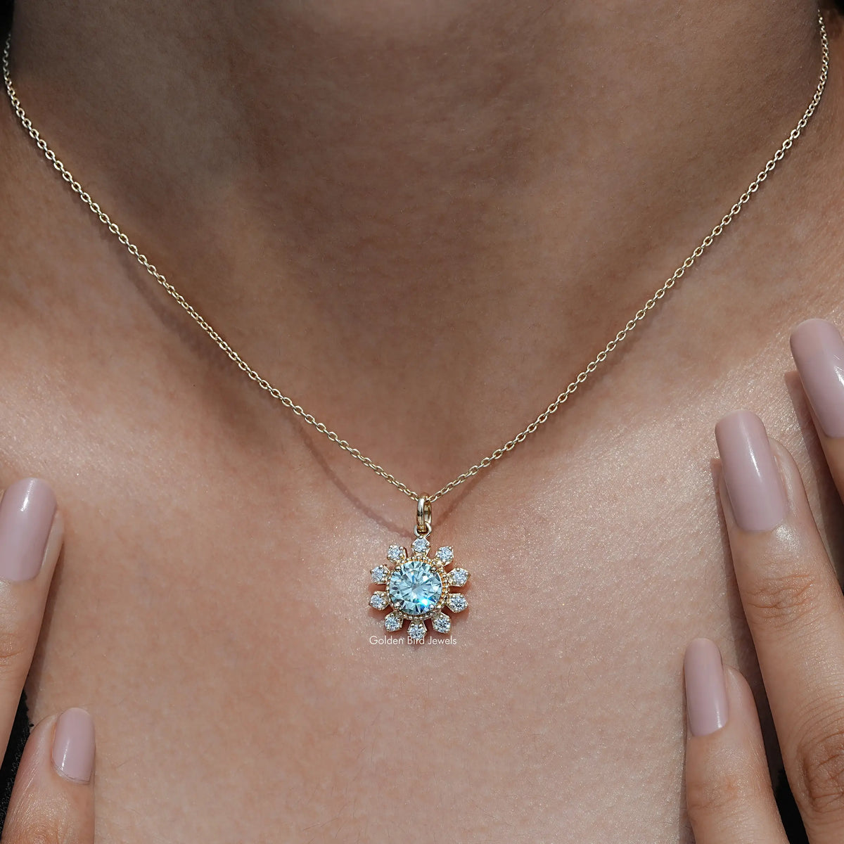 Close view of moissanite chain bracelet in secure setting 
