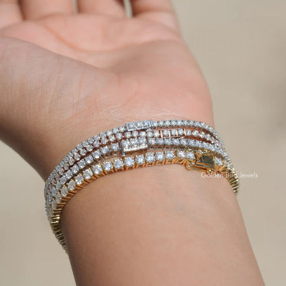 [This moissanite bracelet made of round cut stones with vvs clarity moissanite]-[Golden Bird Jewels]