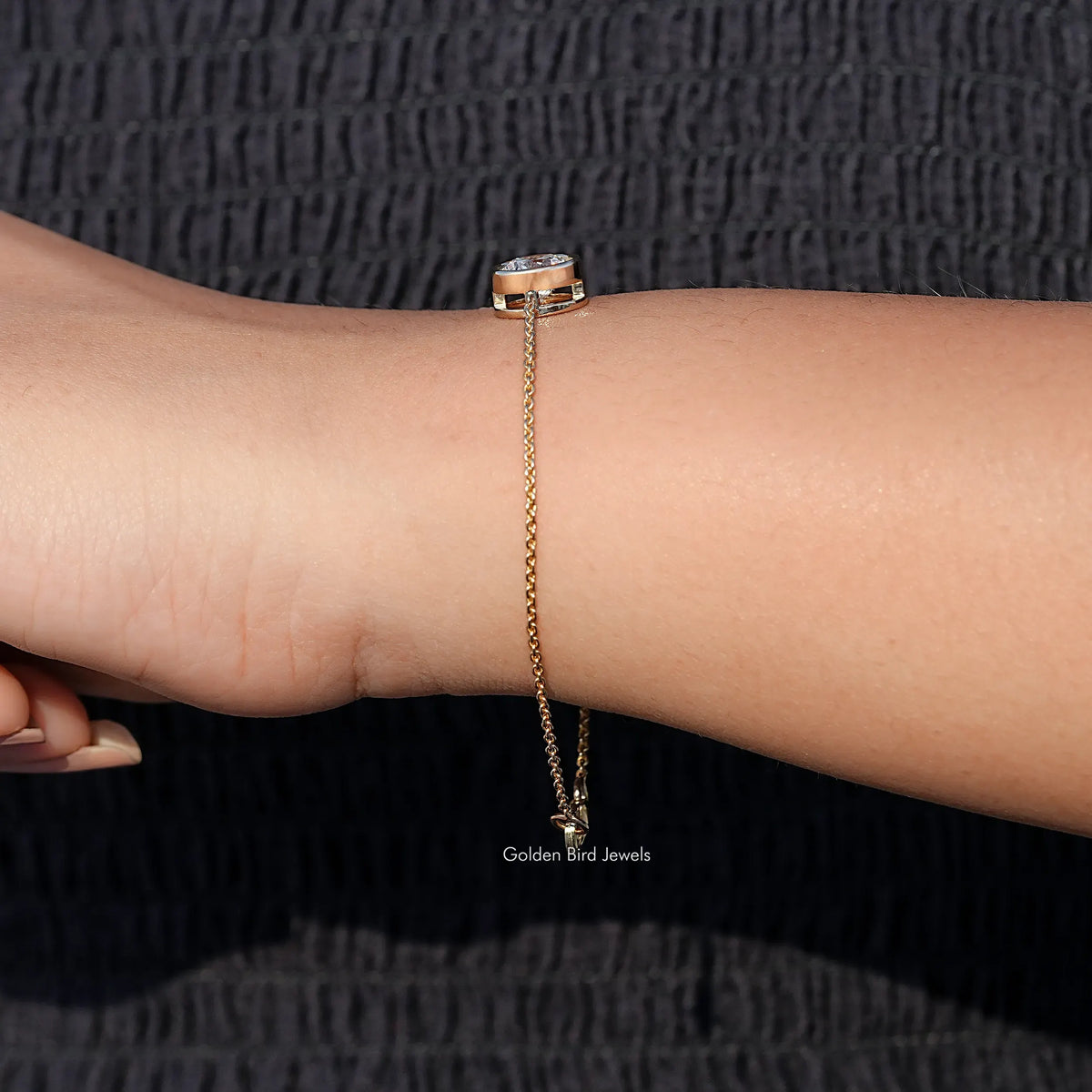 Detailed View Of Round Diamond Bracelet
