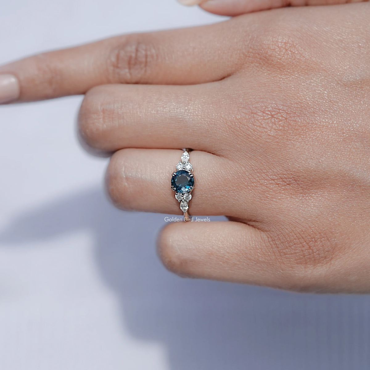 Close view of Round Shaped Solitaire Moissanite Ring