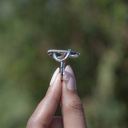 Round cut lab diamond criss cross loop band ring