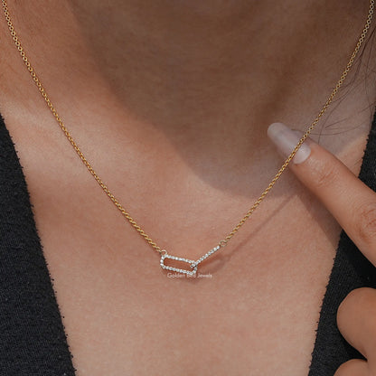 View of Round Cut Lab Diamond Pendant In Yellow Gold