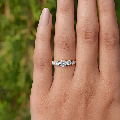 Detailed View of Round Cut Lab Diamond Ring In Yellow Gold